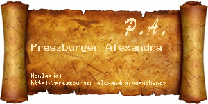 Preszburger Alexandra névjegykártya
